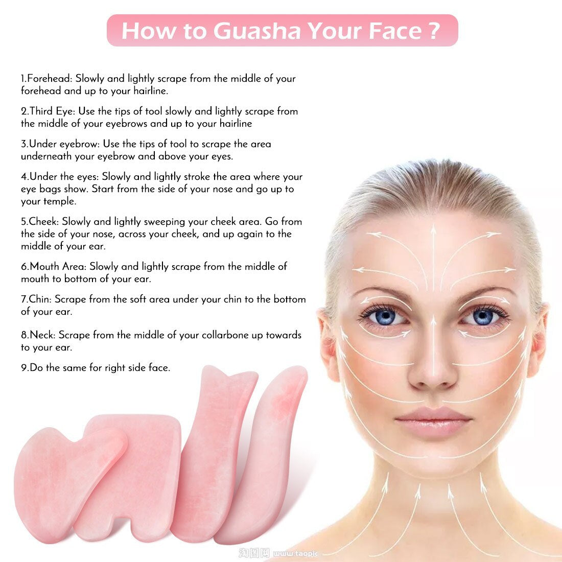 Rose Quartz Gua Sha – Natural Massage Stone
